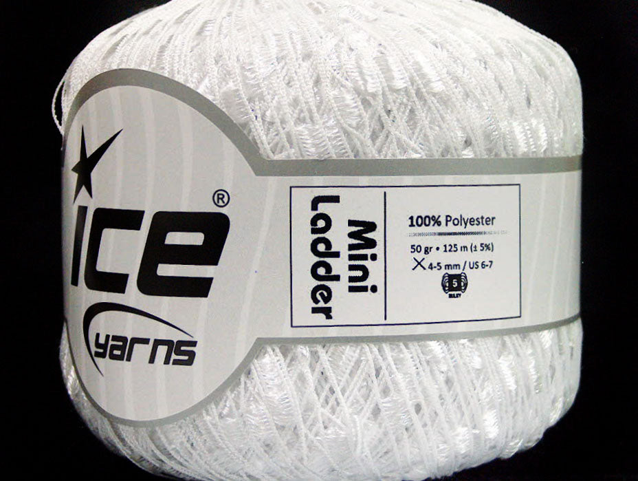 Lot of 6 Skeins Ice Yarns Trellis MINI LADDER Hand Knitting Yarn White