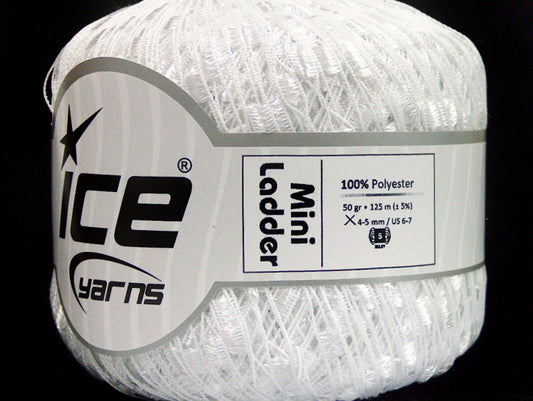 Lot of 6 Skeins Ice Yarns Trellis MINI LADDER Hand Knitting Yarn White