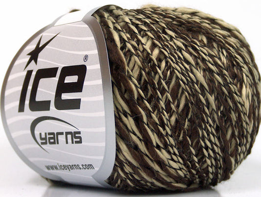 Lot of 8 Skeins Ice Yarns FLAMME DUO Hand Knitting Yarn Dark Brown Camel