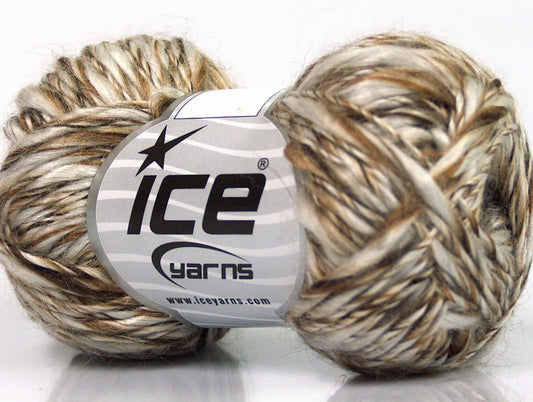 Lot of 8 Skeins ICE SALE WINTER (10% Wool) Yarn Cream Brown Shades