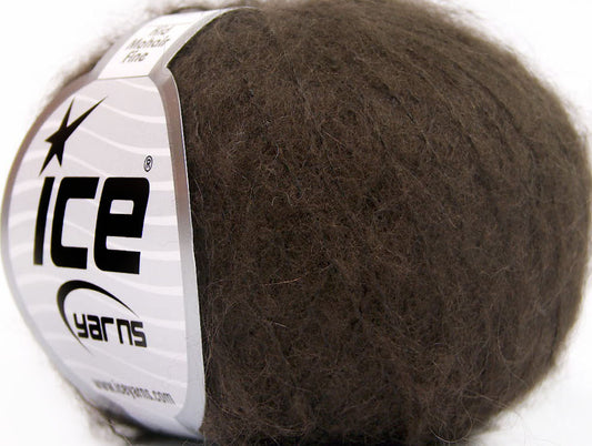 Lot of 10 Skeins ICE KID MOHAIR FINE (30% Kid Mohair) Yarn Dark Brown