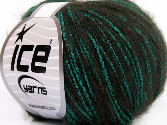 Lot of 8 Skeins ICE SALE MOHAIR-WOOL BLEND (35% Mohair) Yarn Brown Green