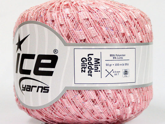 Lot of 6 Skeins Ice Yarns Trellis MINI LADDER GLITZ Hand Knitting Yarn Pink