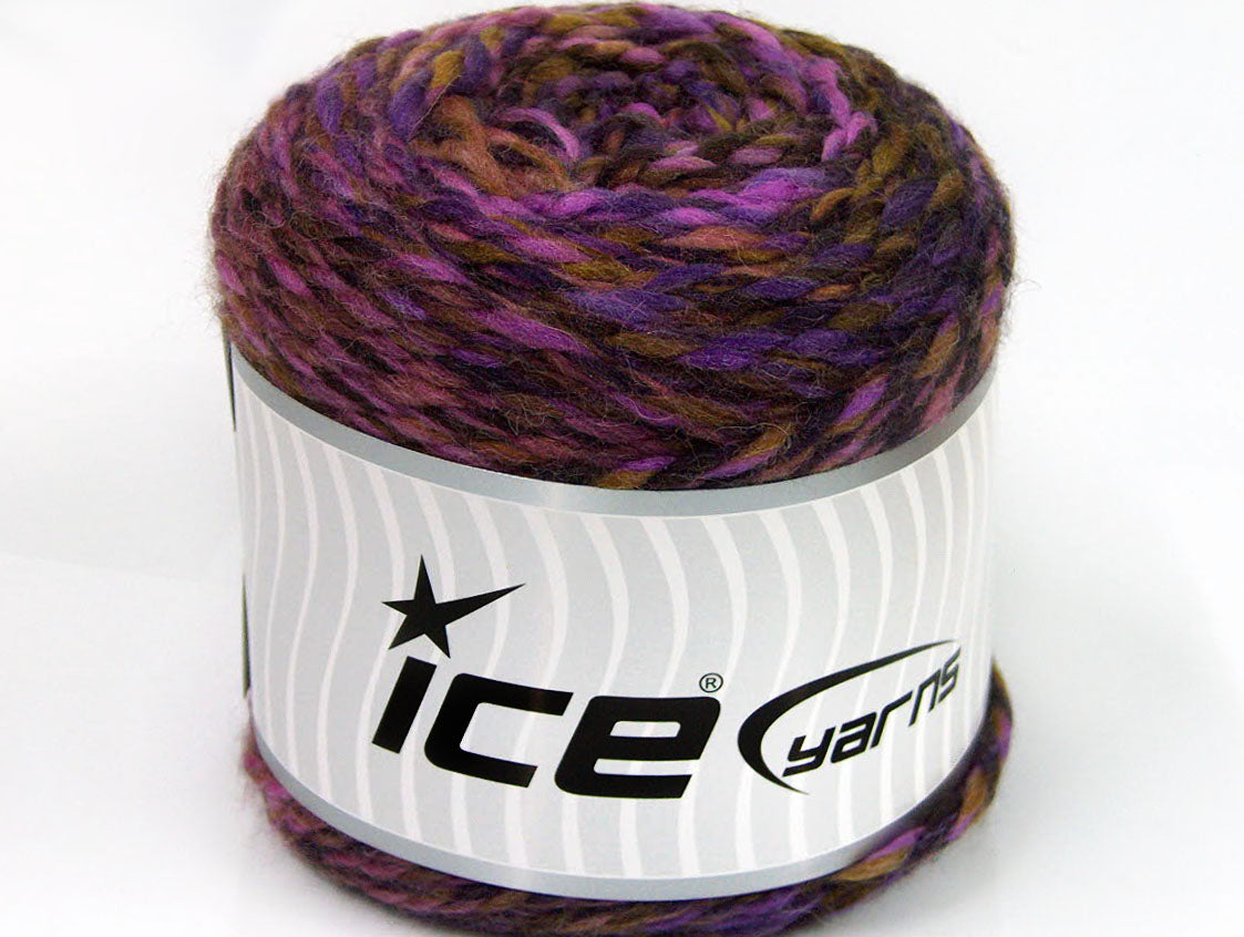 Lot of 2 x 200gr Skeins Ice Yarns CAKES WOOL CHUNKY COLORS (30% Wool) Yarn Purple Shades Brown Shades
