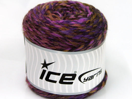 Lot of 2 x 200gr Skeins Ice Yarns CAKES WOOL CHUNKY COLORS (30% Wool) Yarn Purple Shades Brown Shades