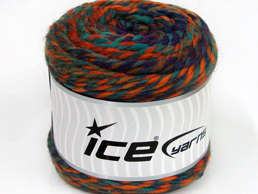 Lot of 2 x 200gr Skeins Ice Yarns CAKES WOOL CHUNKY COLORS (30% Wool) Yarn Purple Copper Green Shades