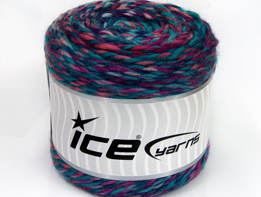 Lot of 2 x 200gr Skeins Ice Yarns CAKES WOOL CHUNKY COLORS (30% Wool) Yarn Turquoise Pink Lavender Purple