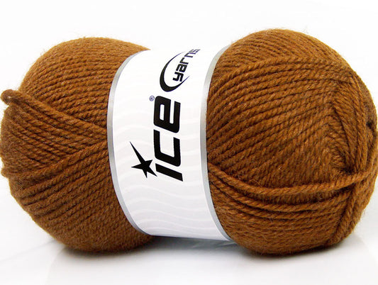Lot of 4 x 100gr Skeins Ice Yarns FAVOURITE WOOL (50% Wool) Yarn Brown