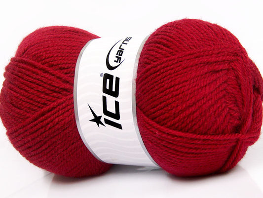 Lot of 4 x 100gr Skeins Ice Yarns FAVOURITE WOOL (50% Wool) Yarn Dark Fuchsia