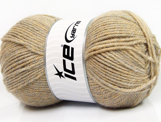Lot of 4 x 100gr Skeins Ice Yarns FAVOURITE WOOL (50% Wool) Yarn Beige Melange