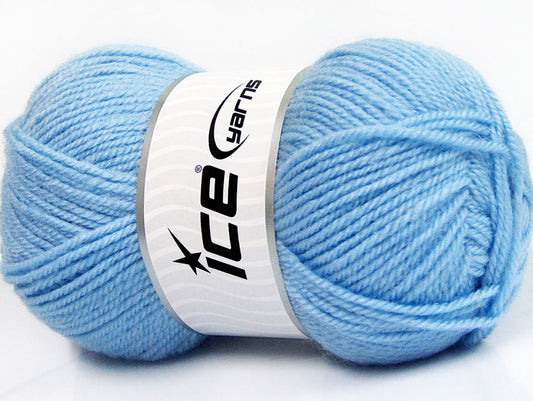 Lot of 4 x 100gr Skeins Ice Yarns FAVOURITE WOOL (50% Wool) Yarn Light Blue