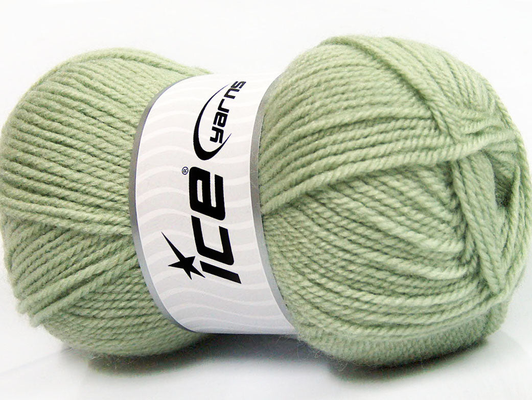 Lot of 4 x 100gr Skeins Ice Yarns FAVOURITE WOOL (50% Wool) Yarn Light Green
