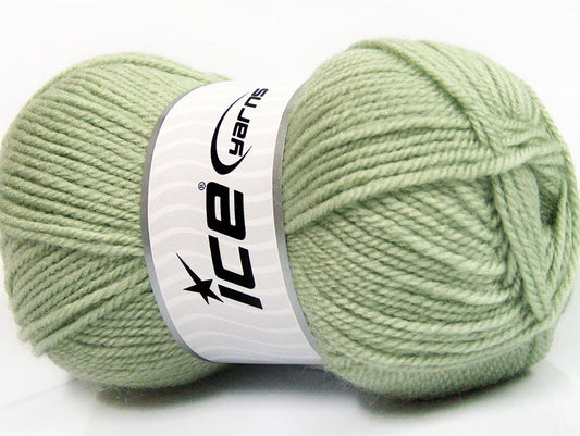 Lot of 4 x 100gr Skeins Ice Yarns FAVOURITE WOOL (50% Wool) Yarn Light Green