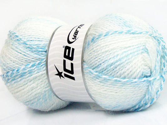 Lot of 4 x 100gr Skeins ICE ANGEL BABY Hand Knitting Yarn Baby Blue White