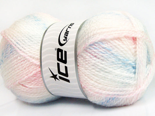 Lot of 4 x 100gr Skeins ICE ANGEL BABY Yarn White Light Blue Light Pink
