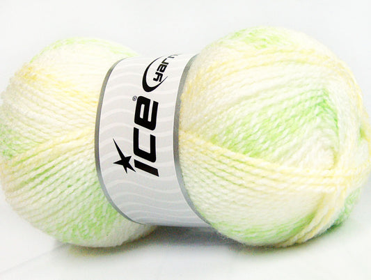 Lot of 4 x 100gr Skeins ICE ANGEL BABY Yarn Light Green Light Yellow White