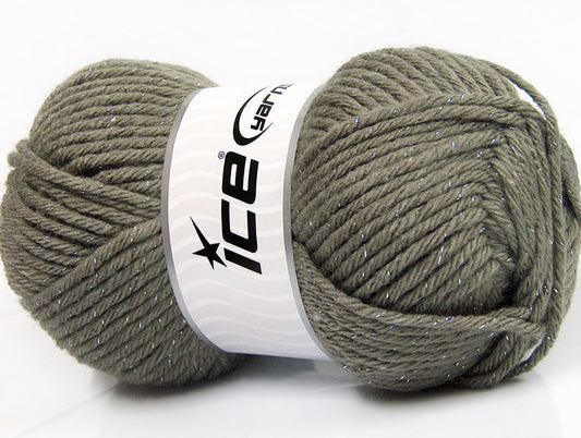 Lot of 4 x 100gr Skeins ICE WOOL BULKY GLITZ (25% Wool) Yarn Grey Silver