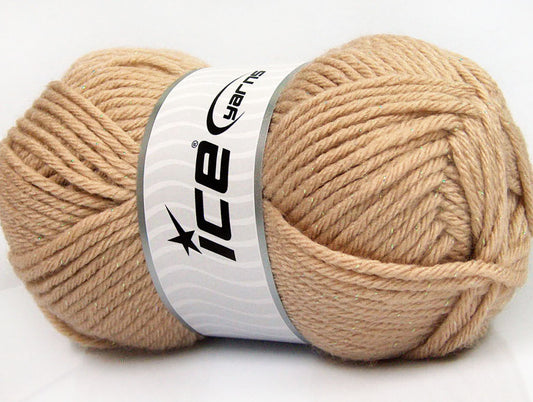 Lot of 4 x 100gr Skeins Ice Yarns WOOL BULKY GLITZ (25% Wool) Yarn Beige Gold