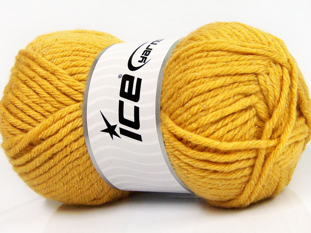 Lot of 4 x 100gr Skeins Ice Yarns WOOL BULKY GLITZ (25% Wool) Yarn Gold