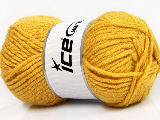 Lot of 4 x 100gr Skeins Ice Yarns WOOL BULKY GLITZ (25% Wool) Yarn Gold