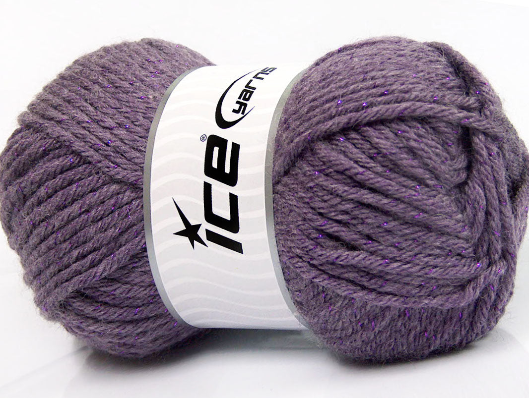 Lot of 4 x 100gr Skeins ICE WOOL BULKY GLITZ (25% Wool) Yarn Lilac
