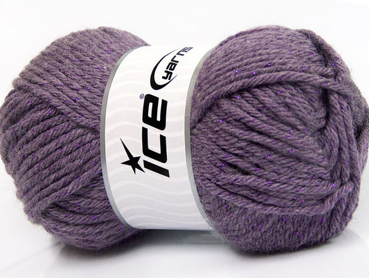 Lot of 4 x 100gr Skeins ICE WOOL BULKY GLITZ (25% Wool) Yarn Lilac