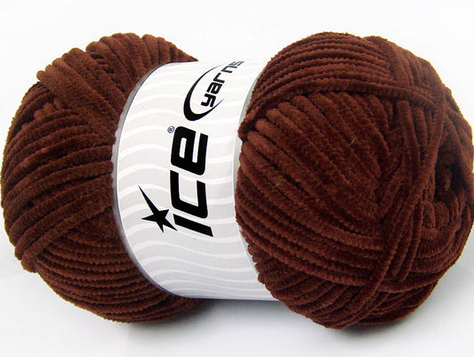 Lot of 4 x 100gr Skeins Ice Yarns CHENILLE DK (100% MicroFiber) Yarn Brown