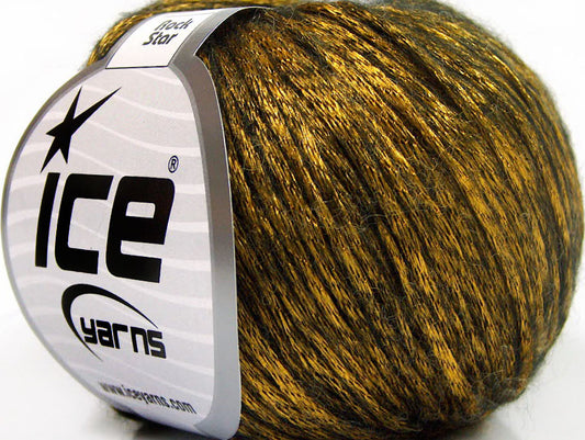 Lot of 8 Skeins Ice Yarns ROCK STAR (19% Merino Wool) Yarn Gold Black