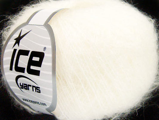 Lot of 10 Skeins ICE KID MOHAIR FINE (30% Kid Mohair) Hand Knitting Yarn Ecru