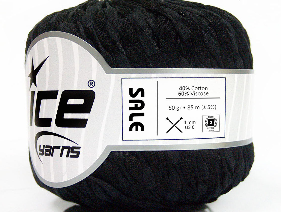 Lot of 6 Skeins Ice Yarns SALE SUMMER (40% Cotton 60% Viscose) Yarn Black