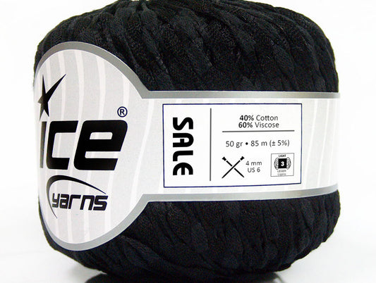 Lot of 6 Skeins Ice Yarns SALE SUMMER (40% Cotton 60% Viscose) Yarn Black