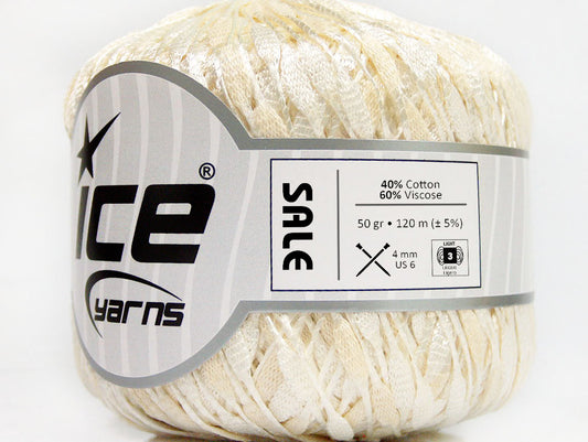 Lot of 6 Skeins ICE SALE SUMMER (40% Cotton 60% Viscose) Yarn Ecru