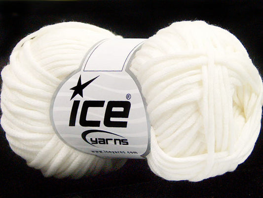 Lot of 8 Skeins ICE TUBE COTTON WORSTED (67% Cotton) Hand Knitting Yarn White