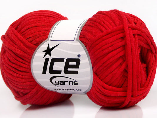 Lot of 8 Skeins ICE TUBE COTTON WORSTED (67% Cotton) Hand Knitting Yarn Red