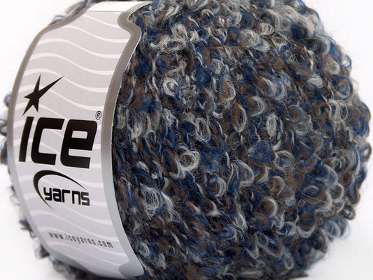 Lot of 8 Skeins ICE BOUCLE MOHAIR WORSTED (20% Mohair 25% Wool) Yarn Blue Brown Grey