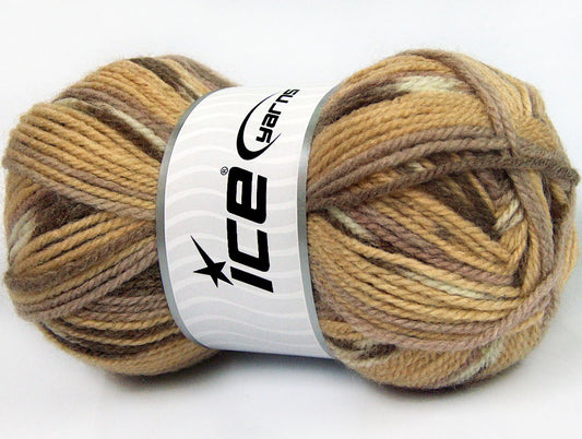 Lot of 4 x 100gr Skeins Ice Yarns JACQUARD (50% Wool) Yarn Brown Shades