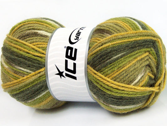 Lot of 4 x 100gr Skeins Ice Yarns JACQUARD (50% Wool) Yarn Green Shades
