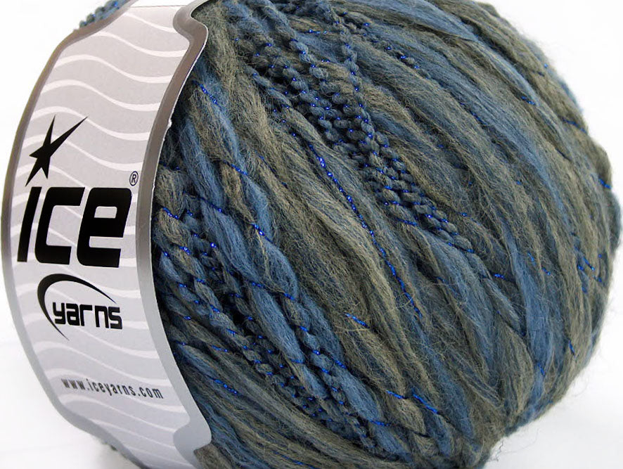 Lot of 8 Skeins ICE SALE WINTER (40% Wool) Yarn Blue Shades Grey Shades