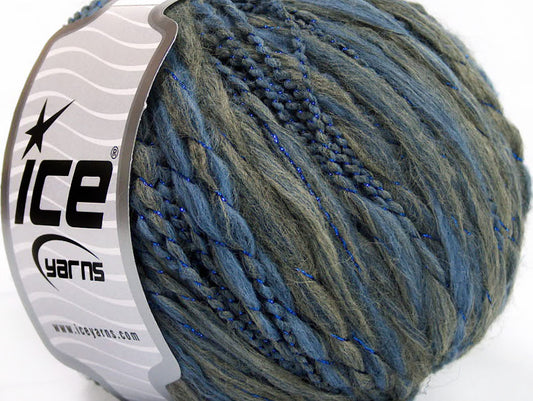 Lot of 8 Skeins ICE SALE WINTER (40% Wool) Yarn Blue Shades Grey Shades