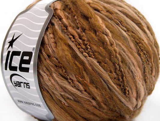 Lot of 8 Skeins ICE SALE WINTER (40% Wool) Yarn Brown Shades Copper