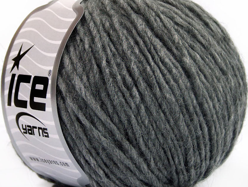 Lot of 8 Skeins ICE WOOL CORD ARAN (50% Wool) Hand Knitting Yarn Grey
