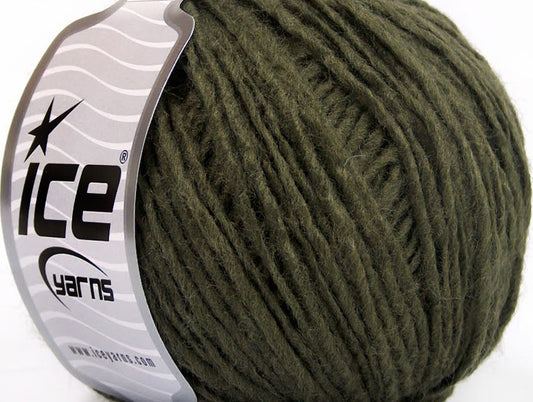 Lot of 8 Skeins ICE WOOL CORD ARAN (50% Wool) Hand Knitting Yarn Dark Green