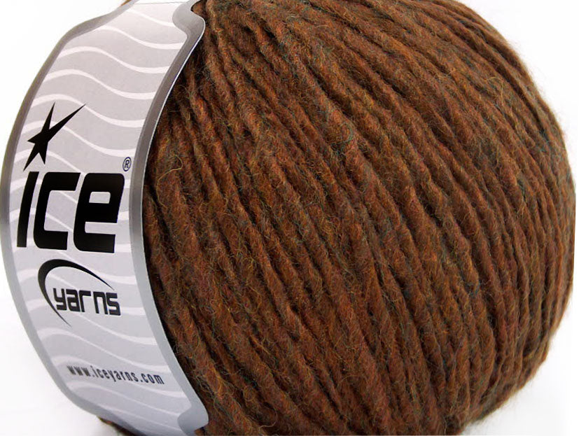 Lot of 8 Skeins ICE WOOL CORD ARAN (50% Wool) Hand Knitting Yarn Caramel