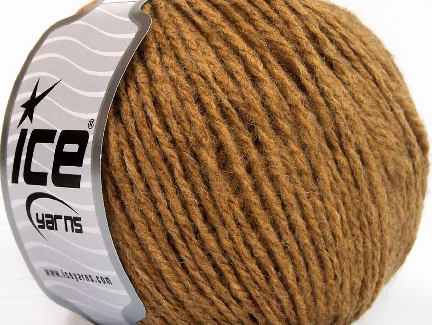 Lot of 8 Skeins ICE WOOL WORSTED 50 (50% Wool) Hand Knitting Yarn Tobacco