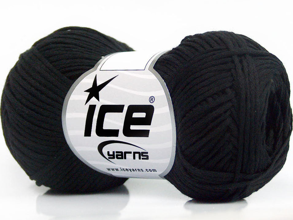 Lot of 8 Skeins ICE FETTUCCIA COTONE (100% Cotton) Hand Knitting Yarn Black