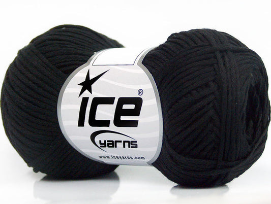 Lot of 8 Skeins ICE FETTUCCIA COTONE (100% Cotton) Hand Knitting Yarn Black