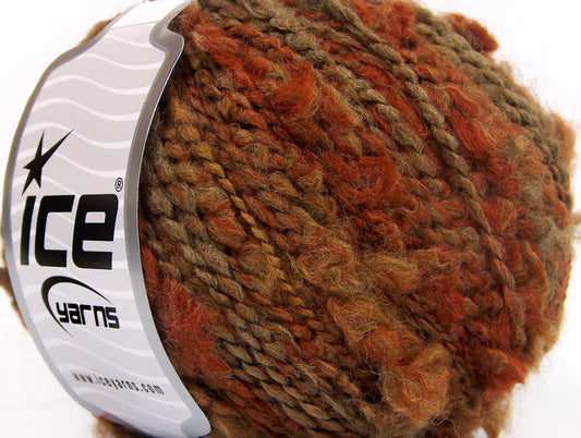 Lot of 8 Skeins ICE SALE WINTER (40% Wool) Yarn Brown Shades Orange