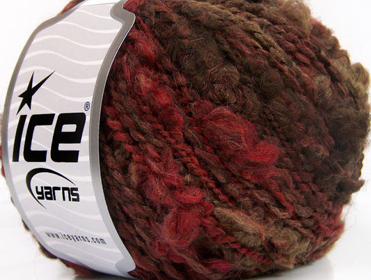 Lot of 8 Skeins ICE SALE WINTER (40% Wool) Yarn Brown Shades Burgundy