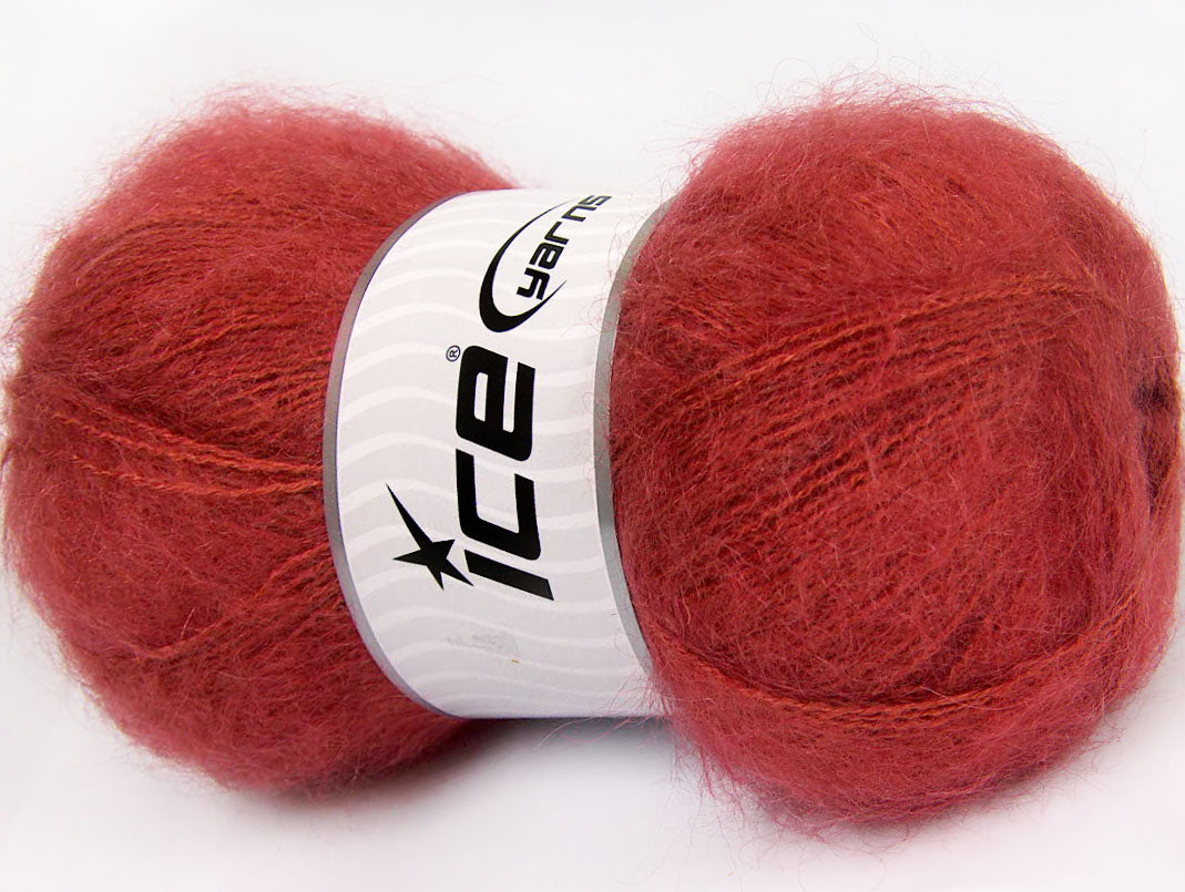 Lot of 4 x 100gr Skeins ICE SALE WINTER (50% Mohair) Yarn Marsala Red