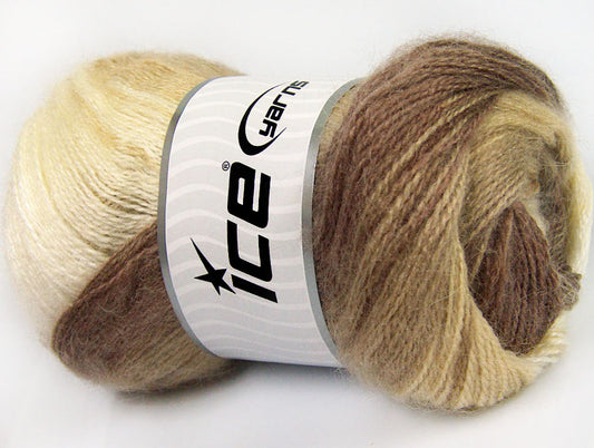 Lot of 4 x 100gr Skeins Ice Yarns MOHAIR ACTIVE (50% Mohair) Yarn Brown Shades Beige Camel